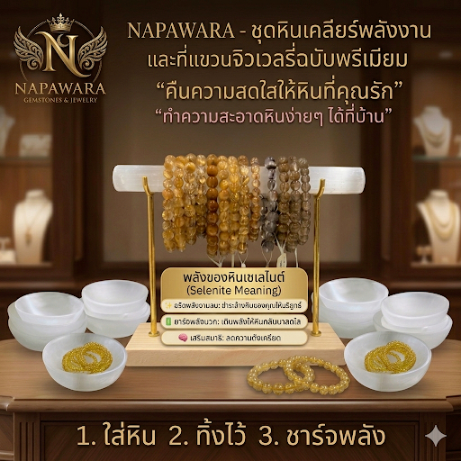 ถ้วยชาร์จพลัง ล้างพลัง เครื่องประดับหิน ทุกนิด ถ้วยหินเซเลไนต์  ของแท้100% Selenite Bowl