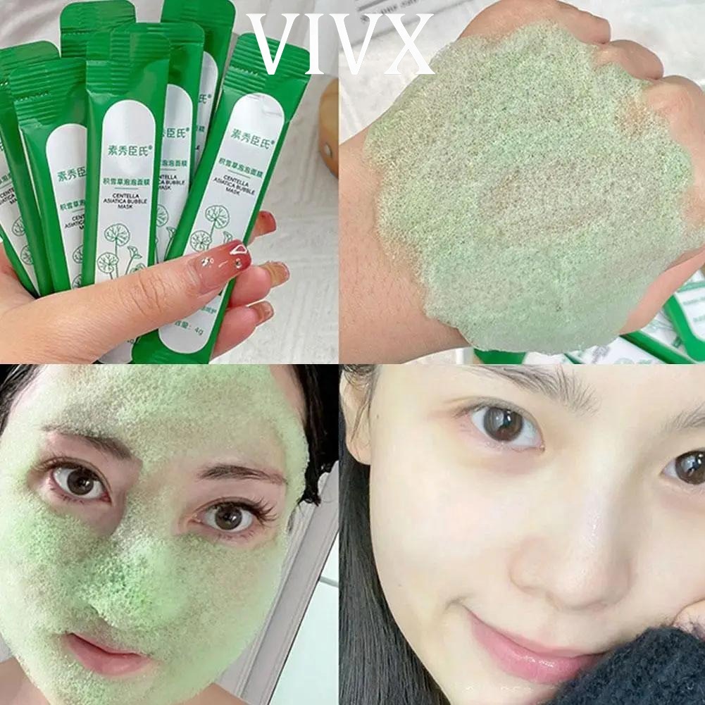 VIVX มาส์กใบบัวบก 12ซอง/กล่อง มาร์คใบบัวบก มาส์กฟองฟู่ใบบัวบก ในกล่อง 10 วินาทีเกิดฟอง รูขุมขนหดตัว