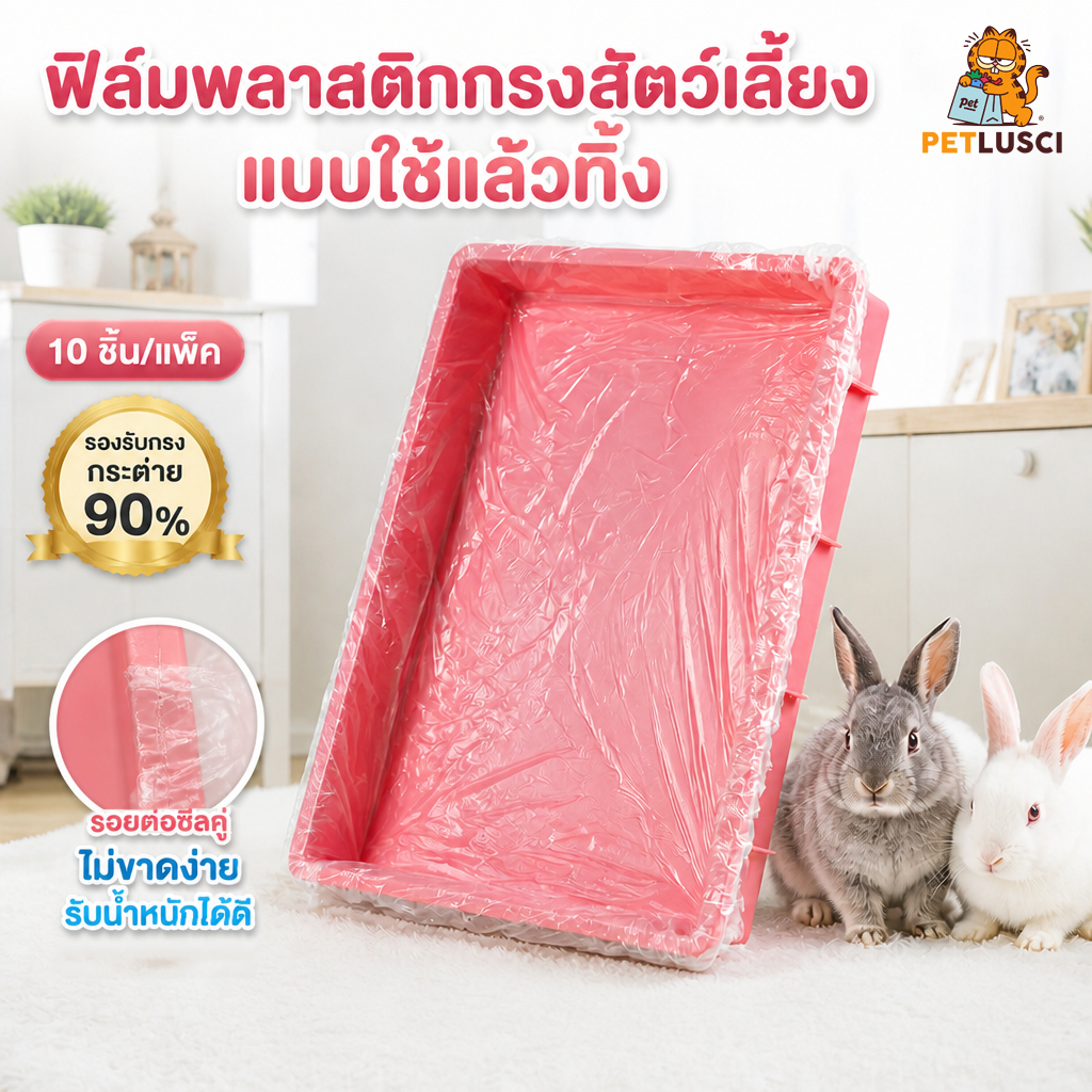 ฟิล์มพลาสติกกรงสัตว์เลี้ยงแบบใช้แล้วทิ้ง 10 ชิ้น/แพ็ค ถุงขยะแมว ฟิล์มพลาสติกรองถาดกรงสัตว์เลี้ยง