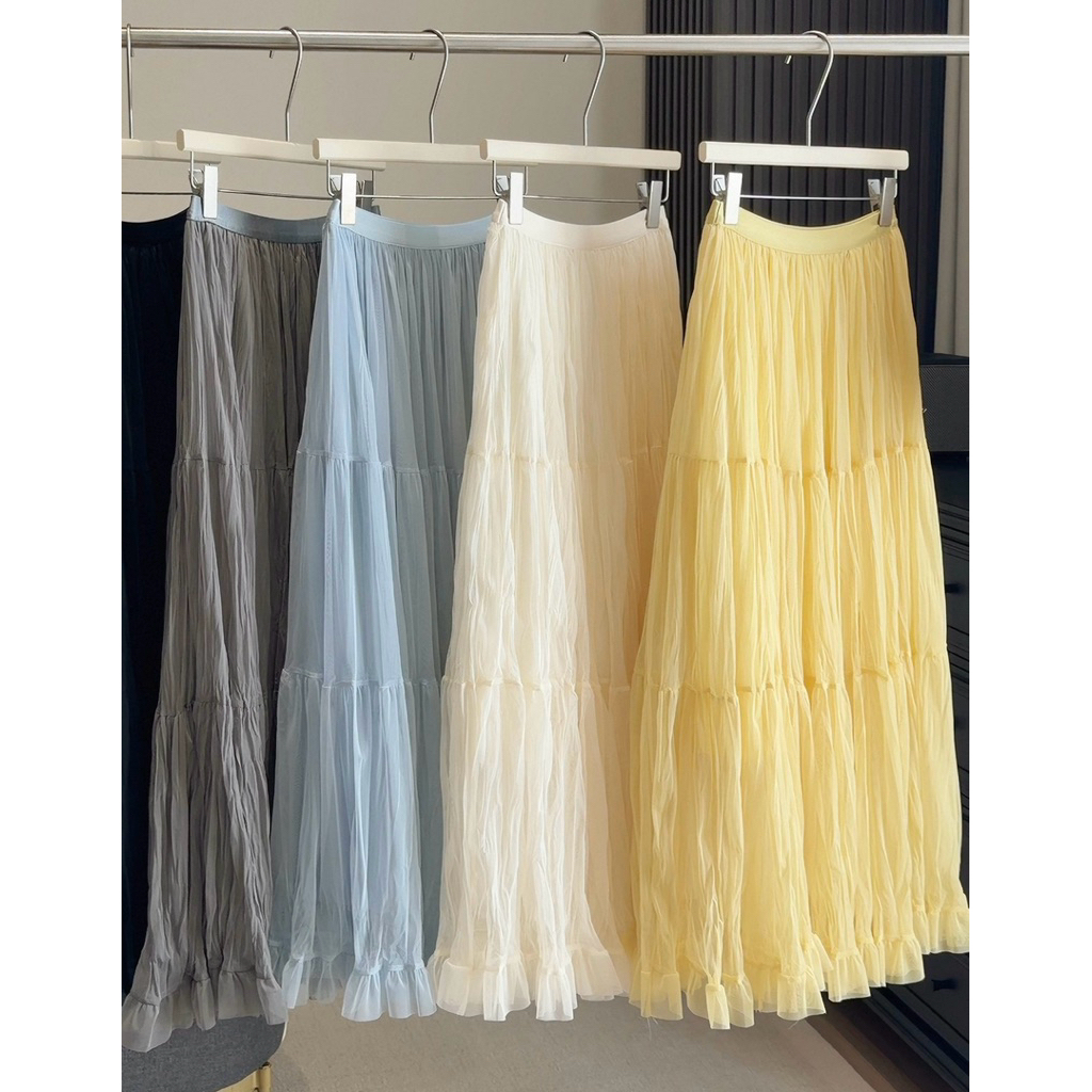 New!! กระโปรง Maxi ผ้าอัดยับ ทรงสวยมาก