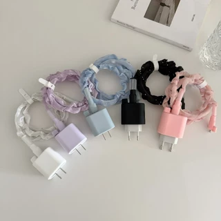 พร้อมส่งจากไทย ชุดถนอมสายชาร์จ ซิลิโคนสีพื้น สำหรับ ไอโฟน 18w 20w 35w