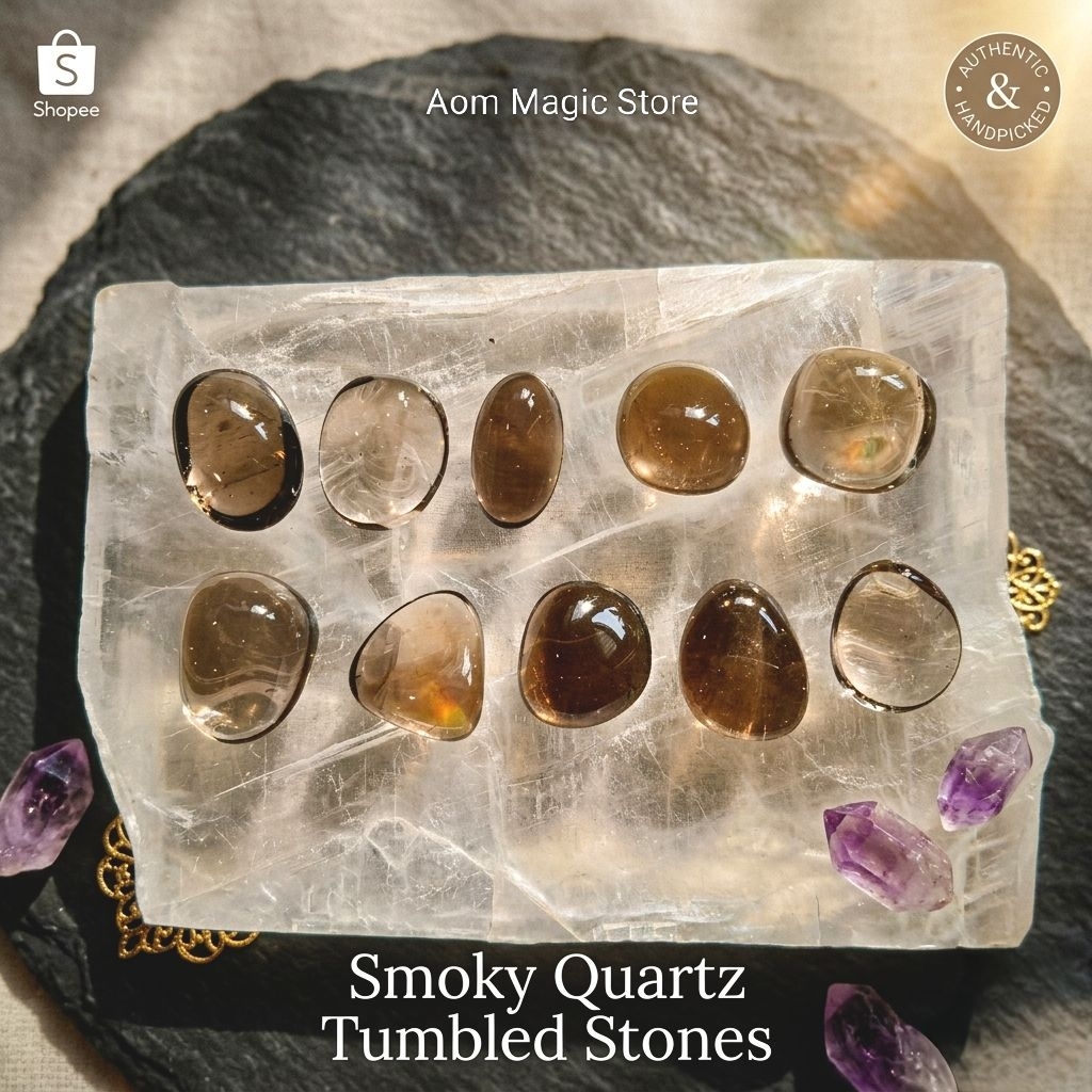 Smoky Quartz สโมกกี้ควอตซ์ (หินแท้ 100%) เกรดพรีเมี่ยม คัดพิเศษ (สวยทุกก้อน) ขนาด 2-2.3 cm. หินปัดเป่าพลังงานลบ