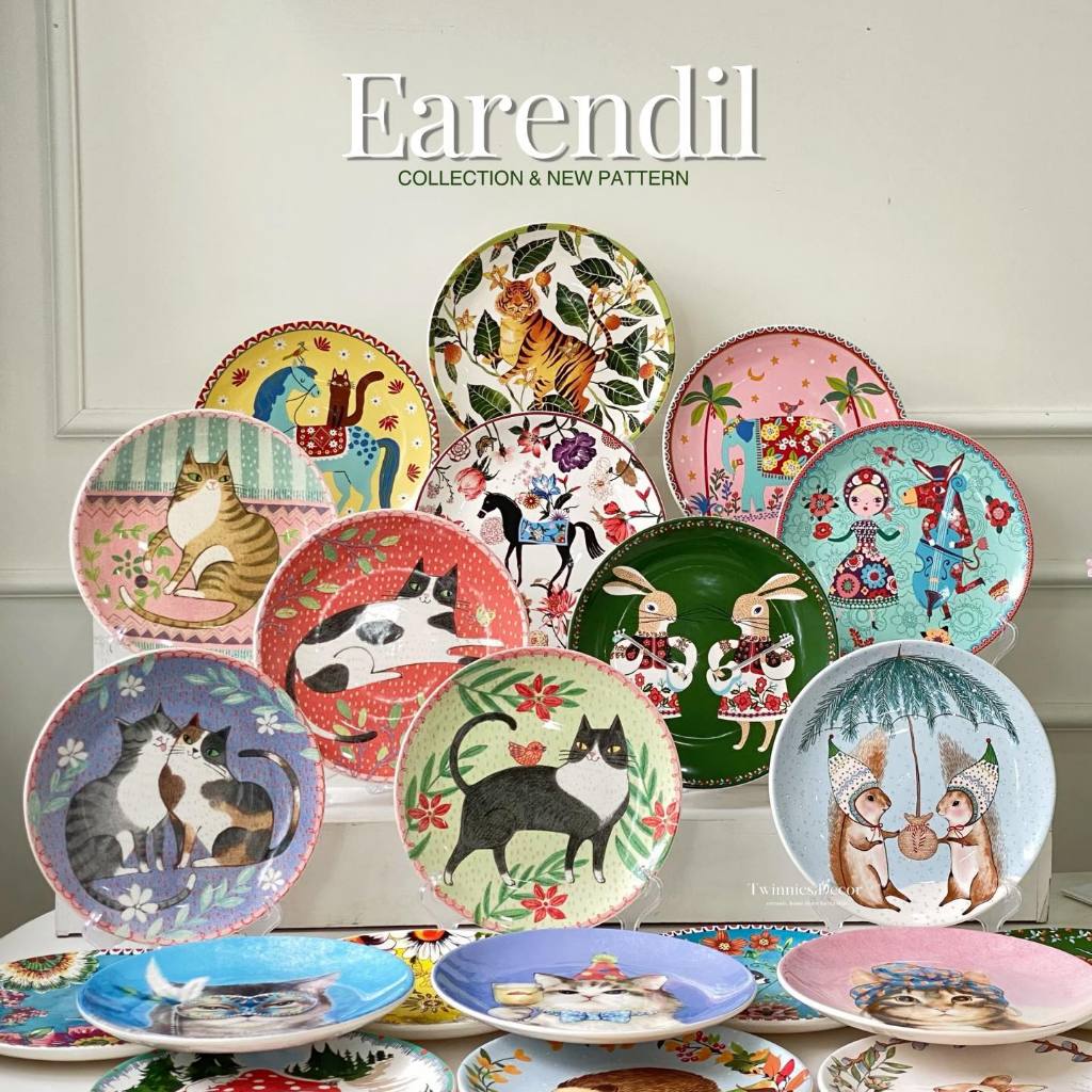 พร้อมส่ง!! จาน แบรนด์ Earendil ลายเอกลักษณ์เฉพาะตัว​☘️ลายสวย หรู ลายคมชัด สดใสมากก TwinniesDecor
