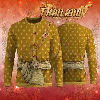 เสื้อยืดพิมพ์ลาย ลายไทยชายแขนยาว เนื้อผ้าไมโครเกรดพรีเมี่ยม