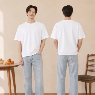 เสื้อยืดโอเวอร์ไซส์ คอฟิต BOXY OVERSIZED Crop Unisex คอกลม แขนสั้น Cotton 100% ทรงหลวม สไตล์เกาหลี