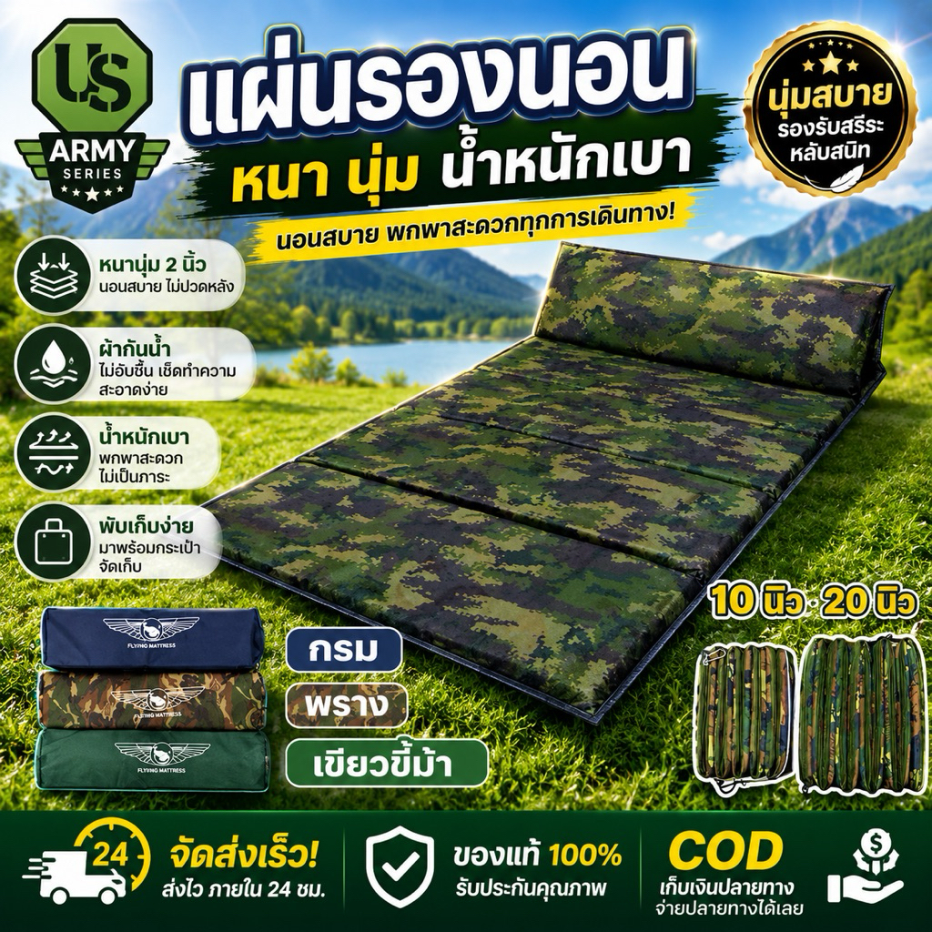 ถูกที่สุด แผ่นรองนอนXX 20มิล น้ำหนักเบา ถอดซักได้