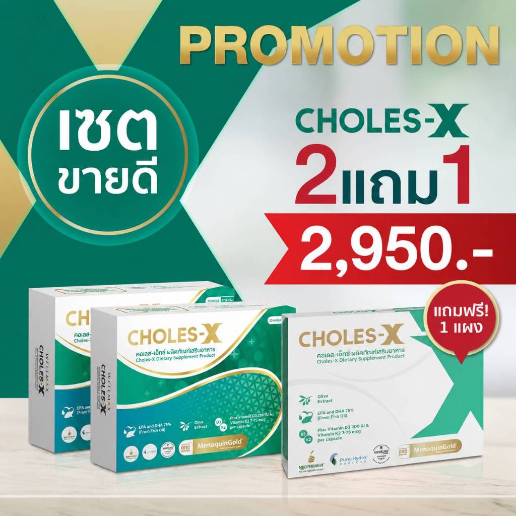 2แถม1 CHOLES-X ผลิตภัณฑ์เสริมอาหาร  น้ำมันปลาคุณภาพจากนอร์เวย์ สารสกัดเข้มข้น มีมาตรฐานฮาลาล สัดส่วน EPA : DHA 2