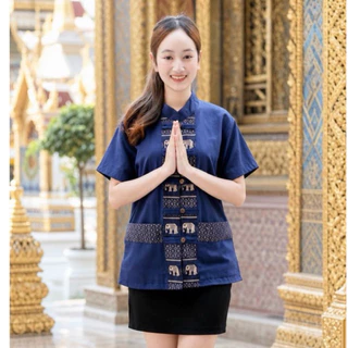 ช้างสีกรม ผ่าหน้า 5กระดุม ชาย/หญิง