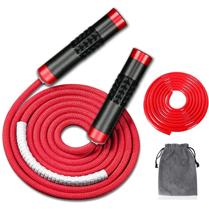 PINLY (มีก้อนเหล็กในนั้น) เชือกนักมวย เชือกกระโดด เชือกหนาขึ้น weight jump rope weight training speed rope
