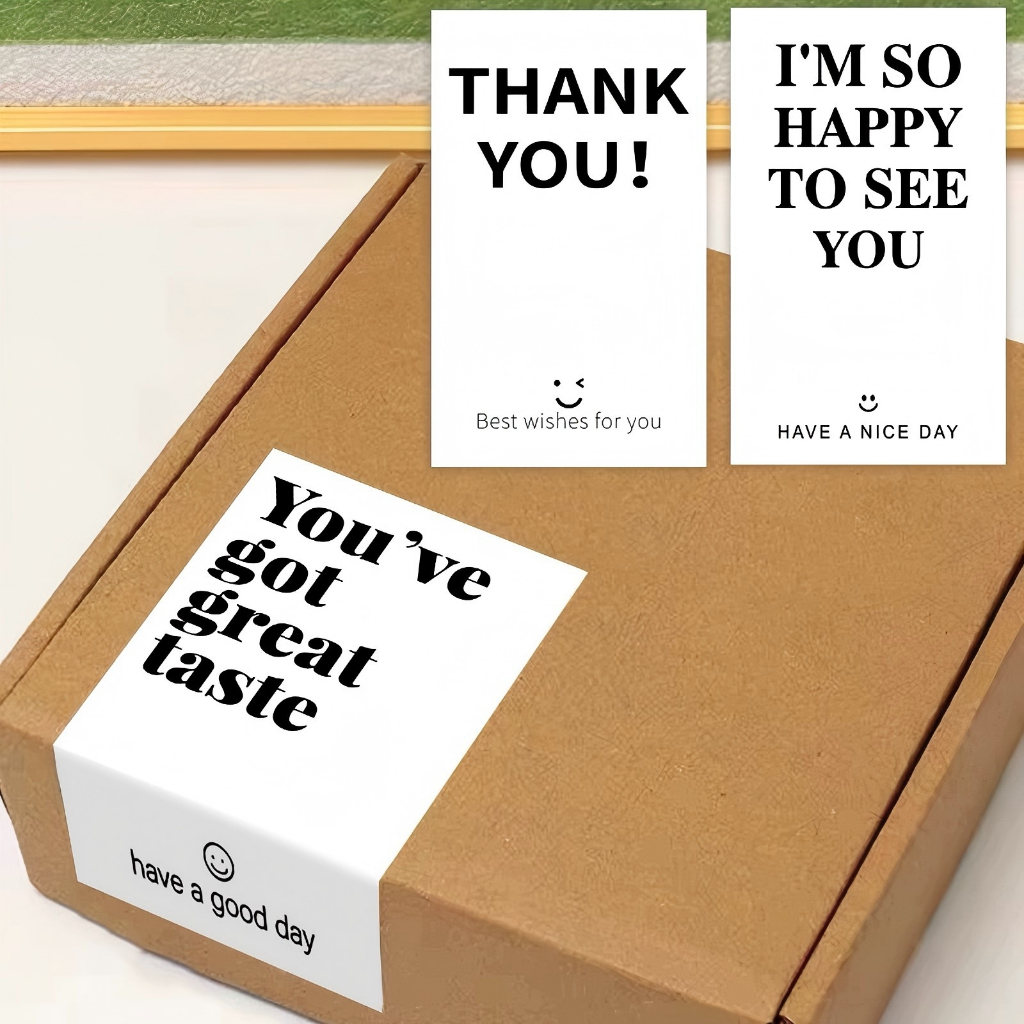 [รุ่นล่าสุด] สติ๊กเกอร์ขอบคุณ สติกเกอร์ปิดผนึก"THANK YOU & OPEN ME" 9*5.4ซม(9 แบบ. 250ดวง) ติดกล่อง stickers X.3