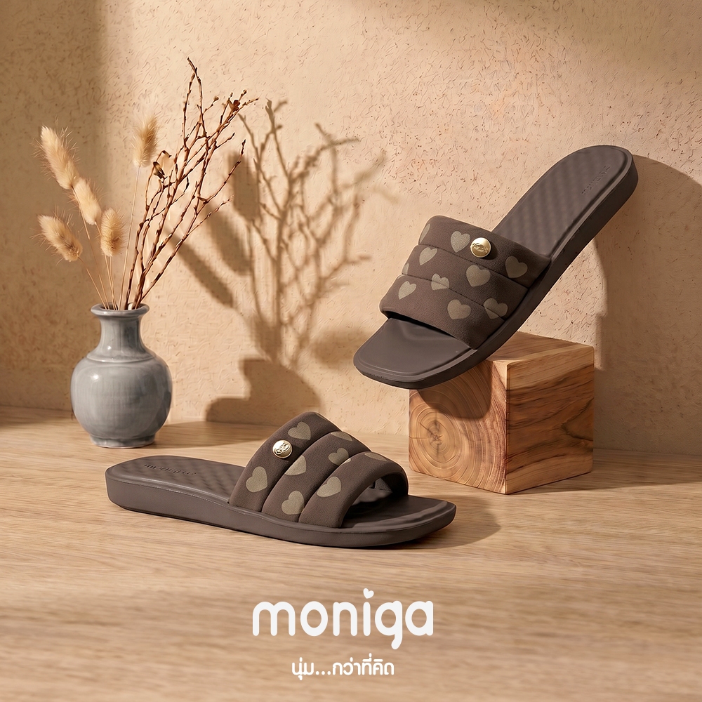MONIGA รุ่น Diana 3 PT รองเท้าแตะเพื่อสุขภาพ ทรงสวม ลายหัวใจพิเศษ ออกแบบพื้นนุ่ม รองรับสรีระเท้า ใส่สบายทุกวัน