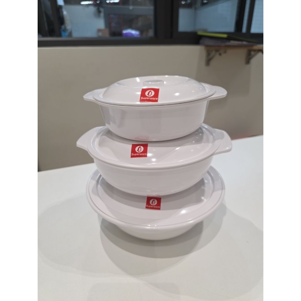 Superware ชามซุปมีฝา 5.5, 6.5, 7.5 นิ้ว ครีมขาว ชามฝา ถ้วยฝา ชามคนป่วย #ทวีชัย