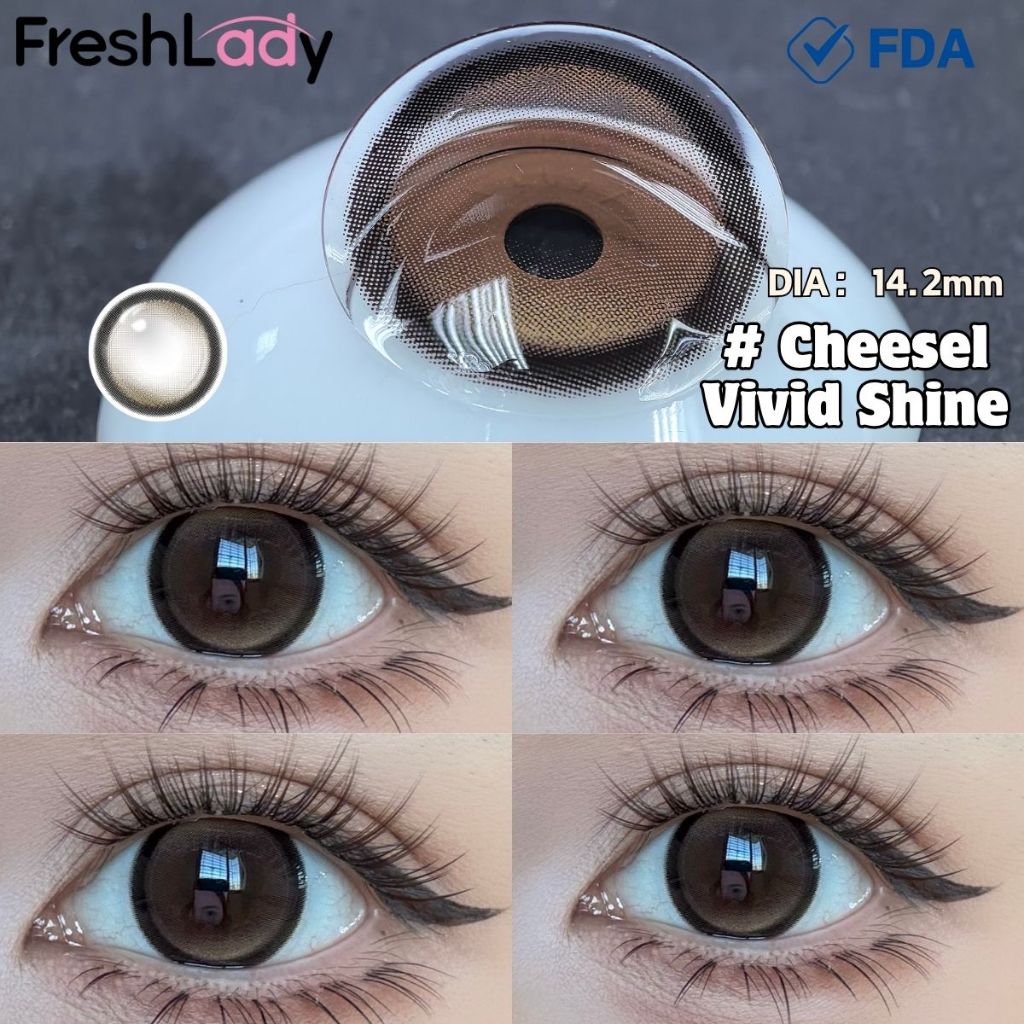 【FDA】𝐅𝐑𝐄𝐒𝐇𝐋𝐀𝐃𝐘 คอนแทคเลนส์สีน้ำตาล ขนาด 14.2 มม. Natrual การเดินทางไปทำงาน ไซส์ M