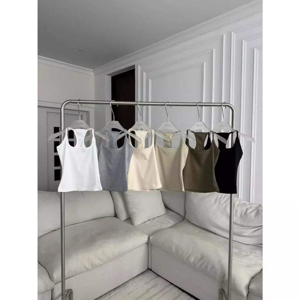 PT408 เสื้อกล้ามแต่งคว้านหลังปักโลโก้ญ PROMTHONG