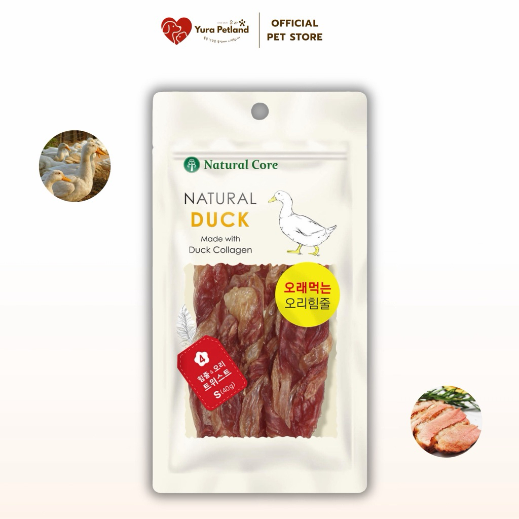 [Duck Tendon & Duck Twist นำเข้าจากเกาหลี] Natural Core ไม่ผสมไก่ เนื้อเป็ด100% เอ็นเป็ดเกลียว 40g.