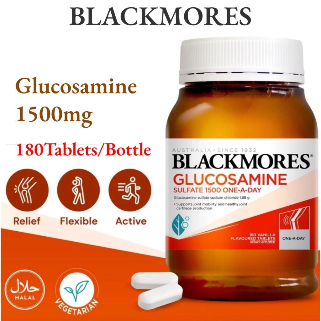 🔥🔥Blackmores Glucosamine 1500mg บรรจุ 180 เม็ด ข้ออักเสบ ข้อเสื่อม บำรุงกระดูก กลูโคซามีน EXP:2028