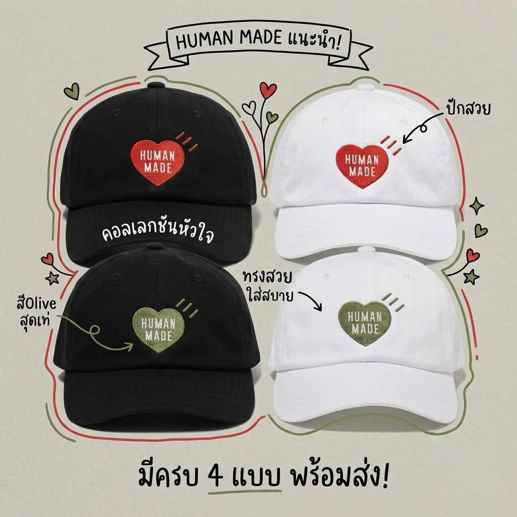พร้อม​ส่ง​ใน​ไทย​ Human made DAILY CAP หมวกปักวันที่จาก Human made japan
