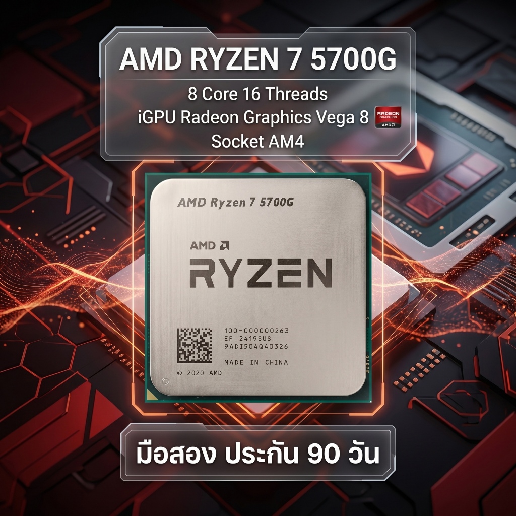 CPU AMD Ryzen 7 5700G (8C/16T) มีการ์ดจอ Vega 8 ในตัว Socket AM4 มือสอง ประกัน 90 วัน