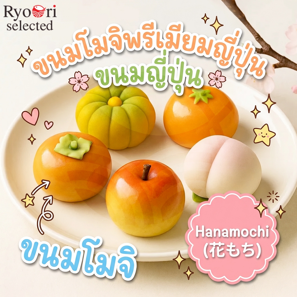 ขนมโมจิพรีเมียมญี่ปุ่น ขนมโมจิ ขนมญี่ปุ่น Hanamochi (花もち)จำนวน 15 ชิ้น/แพ็ก/แบบ ขนมนำเข้าจากญี่ปุ่น