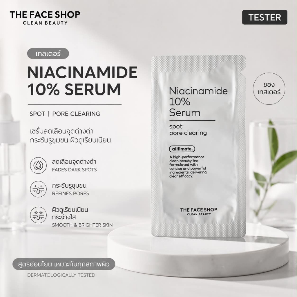(เทสเตอร์ขนาดทดลอง) The Face Shop Niaciamide 10% Serum spot pore clearing 1 ml.