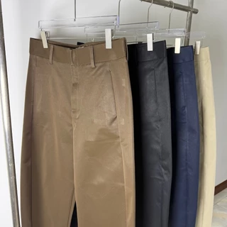 SEOULSHIRTS กางเกงบาร์เรลทรงบอลลูน ผ้าชิโน่คอตตอนรุ่นหนา UNISEX BARREL CHINO PANTS ทรงสวย ขายาว ผ้าหนาคงทน P0140