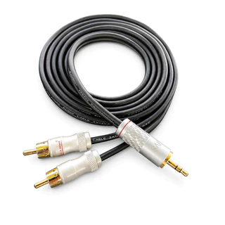 สาย 3.5 TO RCA 2 หัว OFC Low Noise เสียงใส เบสนิ่ง งานประกอบพรีเมียม APK420 งานประกอบ MVS GoldSnake