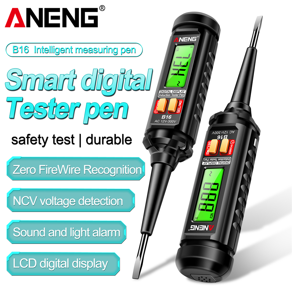 ปากกา Aneng B16 / วัดไฟไม่สัมผัส จอ LCD มีไฟฉาย ปลุกได้ ปิดเอง อัตโนมัติ /12V-300V /NCV/