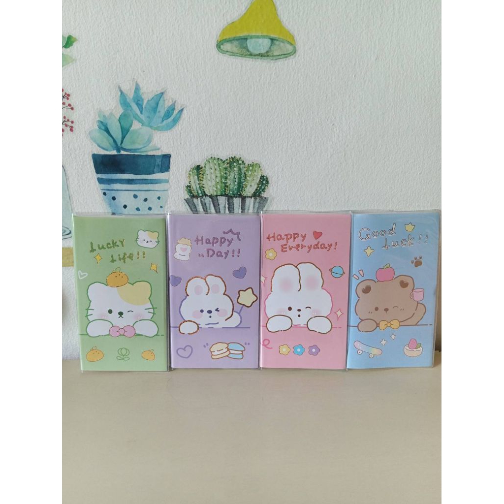 สมุดเล่มยาว 9x17 cm ลาย Happy Bunny สมุดจดบันทึก บัญชีรายรับ-จ่าย พกพาสะดวก 80 แผ่น ราคาเล่มละ25.-คละลาย