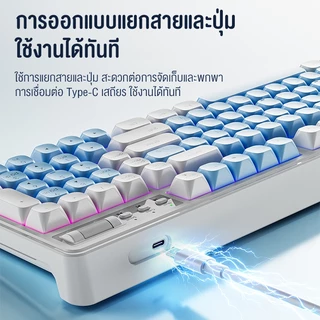 OLYPS คีย์บอร์ด คีย์บอร์ดพร้อมเมาส์ไฟสีรุ้ง แป้นพิมพ์สกรีนไทย RGB คีย์บอร์ดเล่นเกม