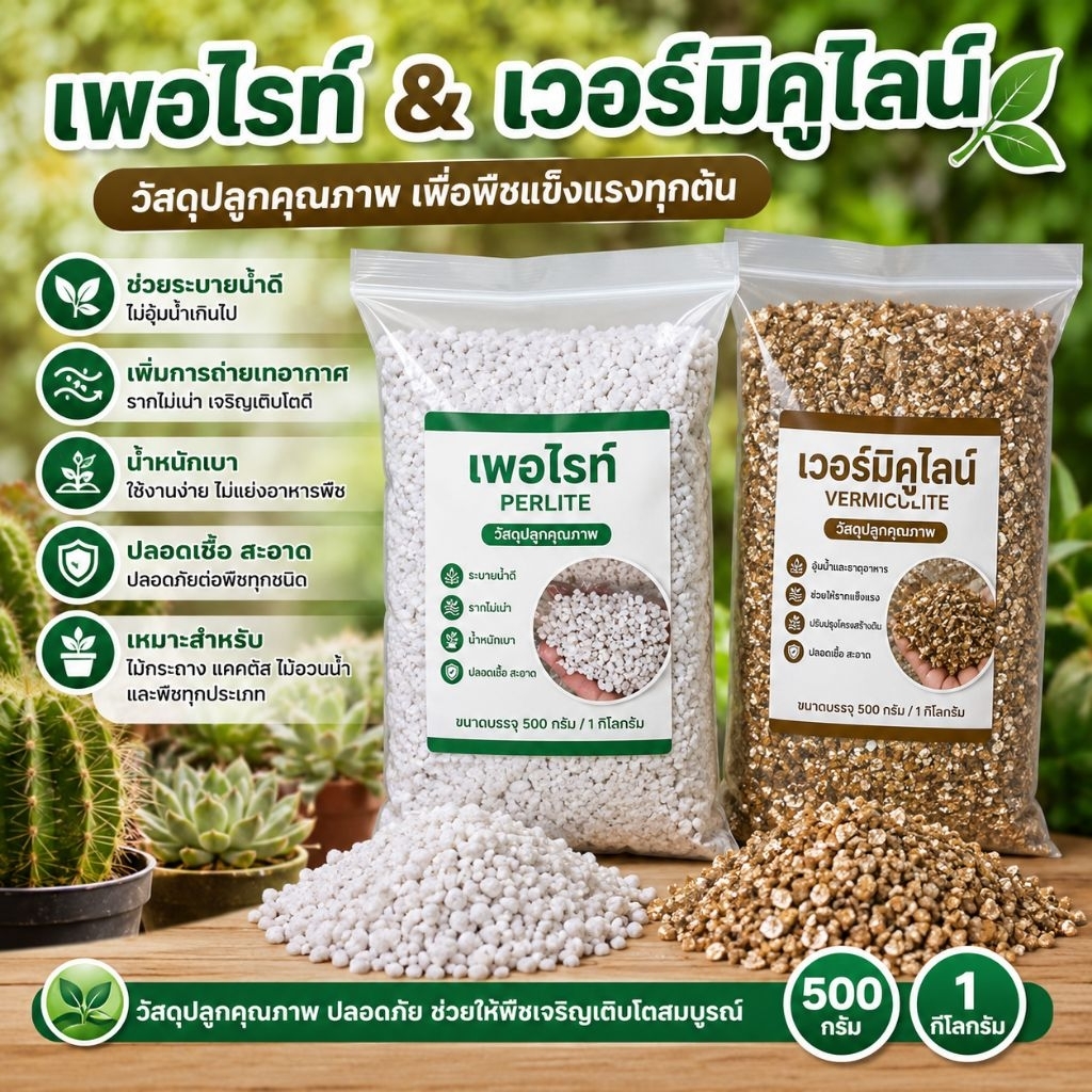 เพอไรท์ & เวอร์มิคูไลท์ วัสดุปลูกยอดนิยมช่วยให้ดินโปร่ง รากเดินดี พืชโตไว