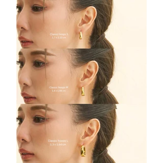 (Preorder L )Adornment Club - Classic hoops earrings gold ต่างหู ทอง S,M,L l nickel free waterproof แพ้ง่ายใส่ได้ กันน้ำ