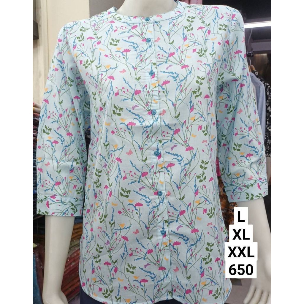 เสื้อแตงโมคอจีนผ่าหน้าผ้าป่านมัสลิน(ไม่ยืด)