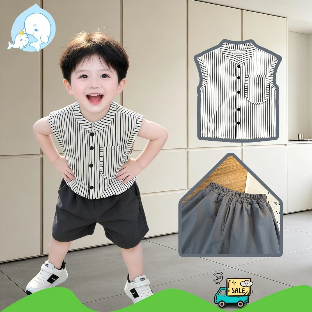 ชุดเสื้อลายทางเด็ก ชุดเด็กสไตล์เกาหลี ลายทาง ดีไซน์เกาหลี เนื้อผ้าบาง สไตล์เรีบยง่าย