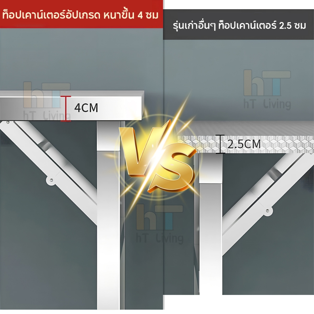 HT โต๊ะพับสแตนเลส โต๊ะพับพกพา ขาเหล็กหนา ทนแรง รับน้ำหนักถึง 100กก ราคา ถูกที่สุด ดีลบีเคเค แกลเลอรีภาพที่ 3
