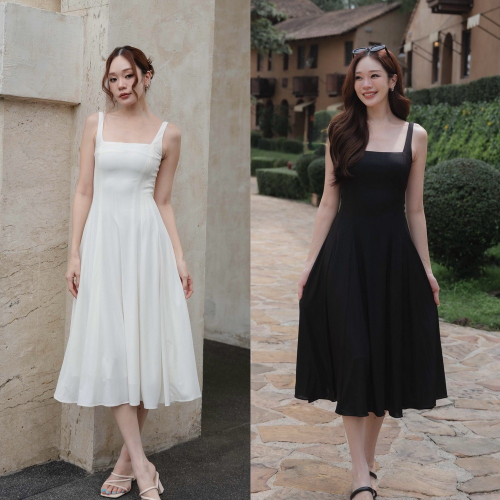 CHANUN-London Dress เดรสผ้ายืดทรงพริ้ว(CN-092)