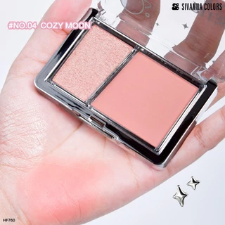 (HF760) Sivanna Colors Blush on the Moon ซีเวนน่า คัลเลอร์ส 2in1 บลัชออน&ไฮไลท์ในตลับเดียว บลัชออนเปิดผิวสว่าง มีมิติ