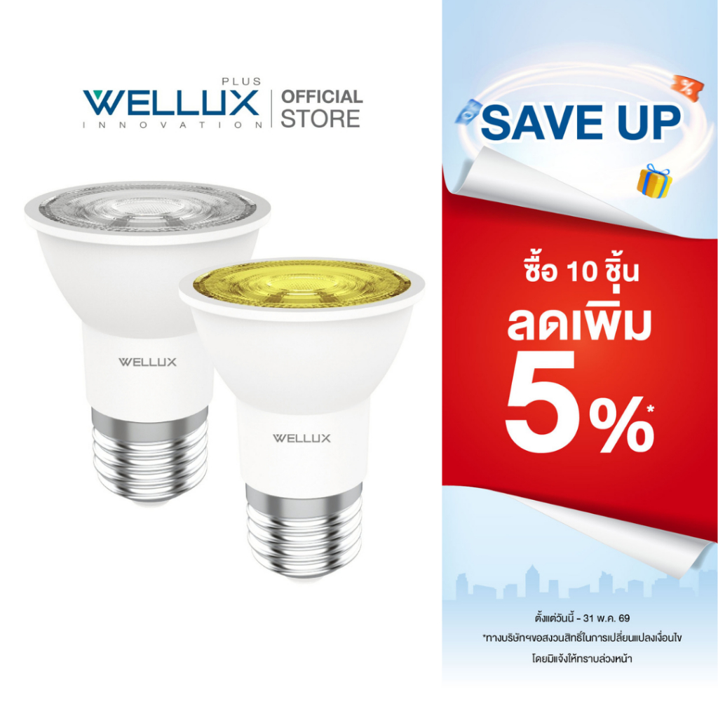 WELLUX หลอดไฟ LED MR16 8W ขั้วE27 แสงขาว แสงวอร์ม GREAT SERIES