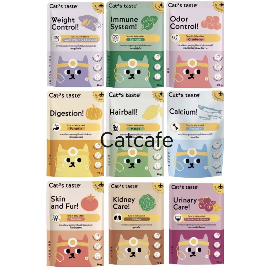 Cat's Taste healthy​ผลไม้​ ยกลัง​ แถมเทสเตอร์คละแบบ​ 48​ซอง Cat Taste อาหารเปียกแมว​ ขนาด 70 กรัมล็อตใหม่ล่าสุด​