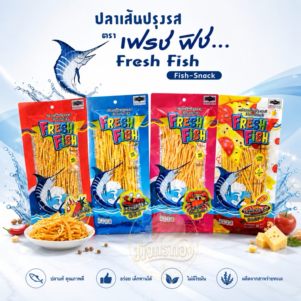 [ยกลัง 50 ห่อ]ปลาเส้น เฟรช ฟิช ขนาด 80 G มีให้เลือก 4 รสชาติ