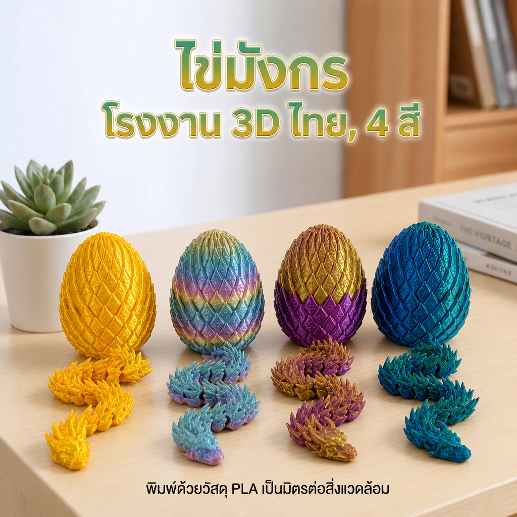 Flexible Dragons ไข่มังกร ลูกมังกรขยับได้ พิมพ์3D ฟิกเกอร์มังกรแฟนตาซี ของเล่น ของสะสม ตั้งโชว์