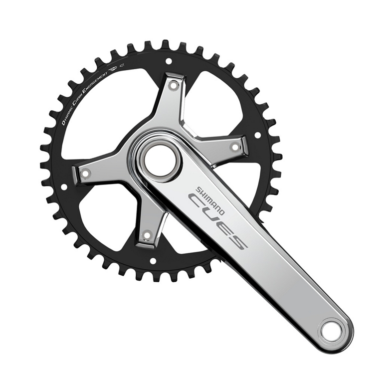 SHIMANO CUES จานหน้า FC-U6030 แบบจานใบเดียวสีเงิน