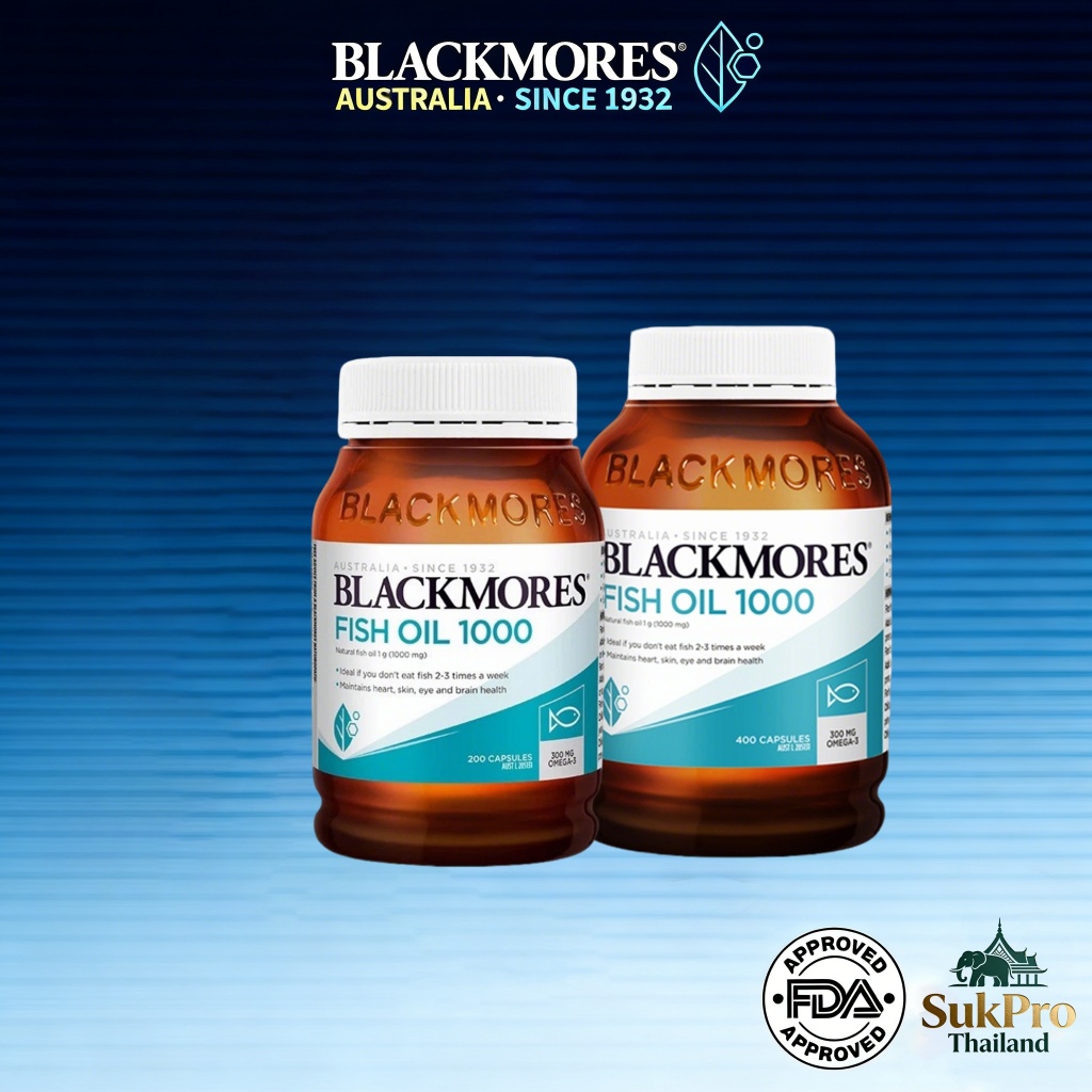 🔥Blackmores Fish Oil 1000mg (200+400แคปซูล) | Omega‑3 EPA DHA 300mg | น้ำมันปลาออสเตรเลียแท้ | บำรุงหัวใจ สมอง สายตา ผิ