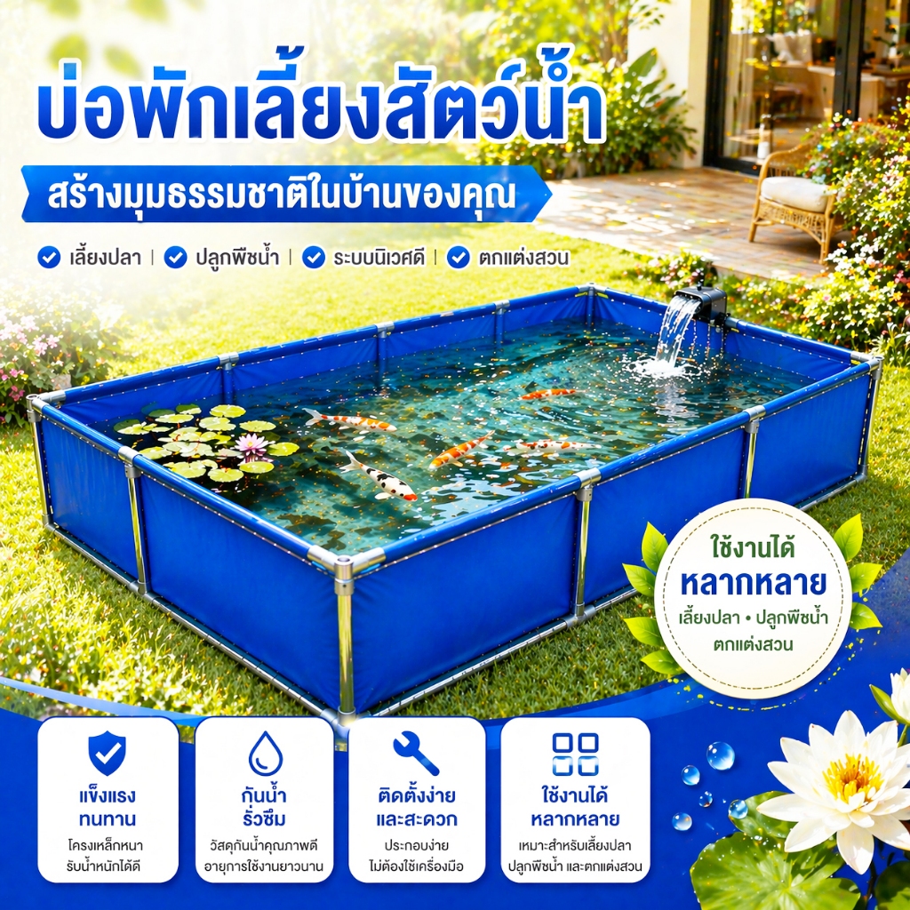 หนาพิเศษ 550G แข็งแรง กันน้ำ พับได้ บ่อผ้าใบ PVC บ่อเลี้ยงปลา บ่อเลี้ยงกุ้ง ใช้งานอเนกประสงค์ เลี้ยงปลา กุ้ง ปู เก็บน้ำ