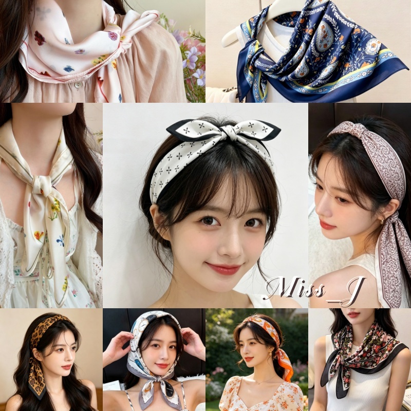 Miss_J พร้อมส่งจากกทม 🎀ผ้าพันคอแบบเพสลีย์สีสันสดใสสไตล์ฝรั่งเศสระดับไฮเอนด์ใหม่ ขนาด 70*70 ซม.