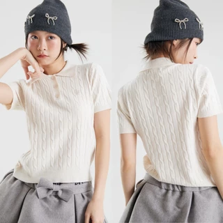 (พร้อมส่ง)Bemingtop765(S-L) - Beming Basic Polo ดีเทลใกล้เคียงกับ Luna ต่างเรื่องแพทเทิร์นใหญ่กว่า ใส่สบาย