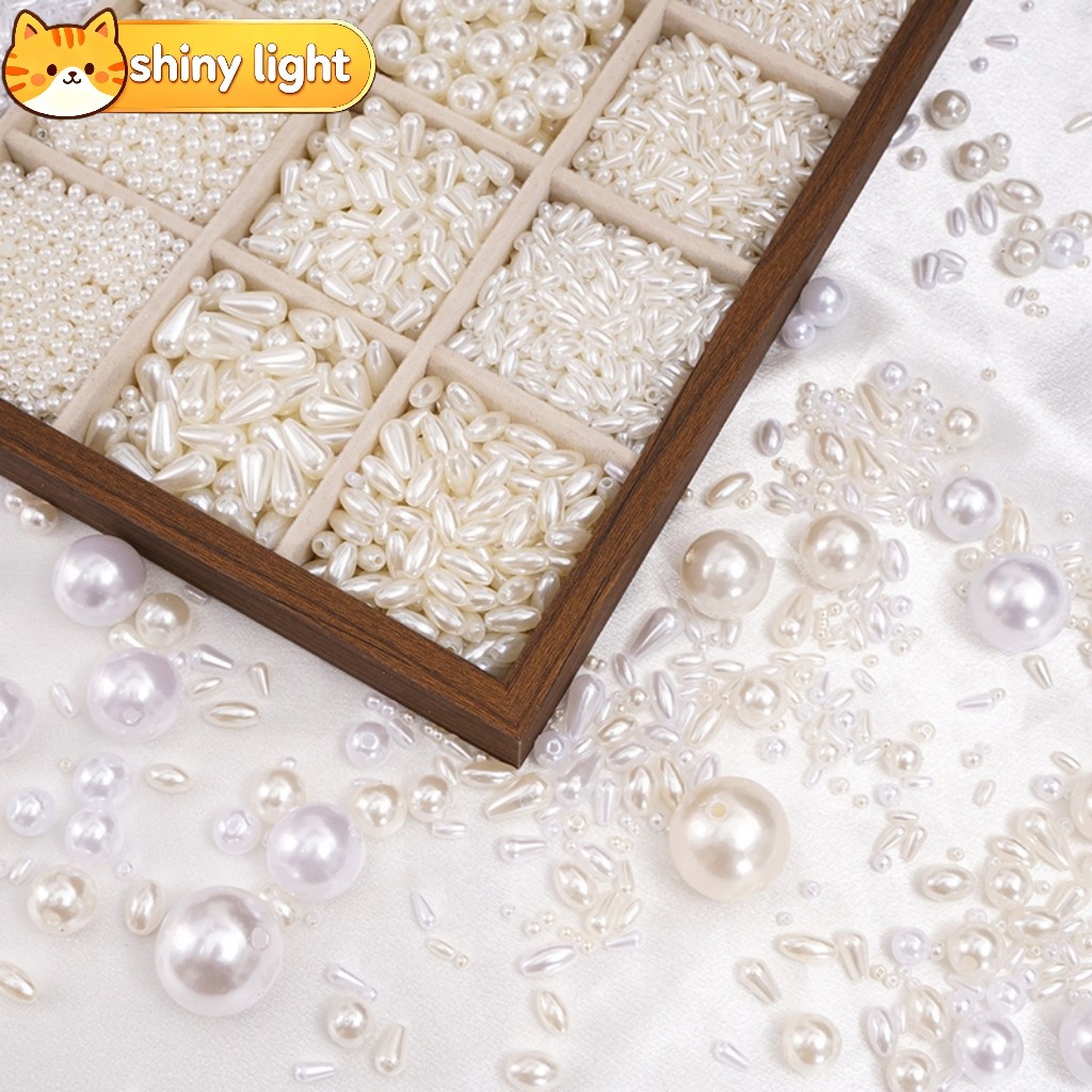 ชุดลูกปัดABS ไข่มุกไฮไลท์ เมล็ดข้าว หยดน้ำ รูปไข่ สำหรับ DIY เครื่องประดับ สร้อยคอ สร้อยข้อมือ ต่างหู