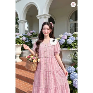 (มี3XL) Maria Diamond มี 2 สี Barbie Pink/Blue Dress เดรสยาวทรงปล่อยผ้าคอตตอน ปกปัก มีเชือกข้างเอว ซิปหลัง มีซับใน