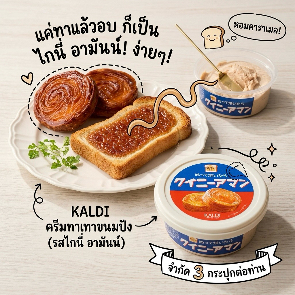 สเปรดทาขนมปังยอดฮิตจากญี่ปุ่น รสเนยคาราเมลฝรั่งเศส KALDI Kouign Amann Spread