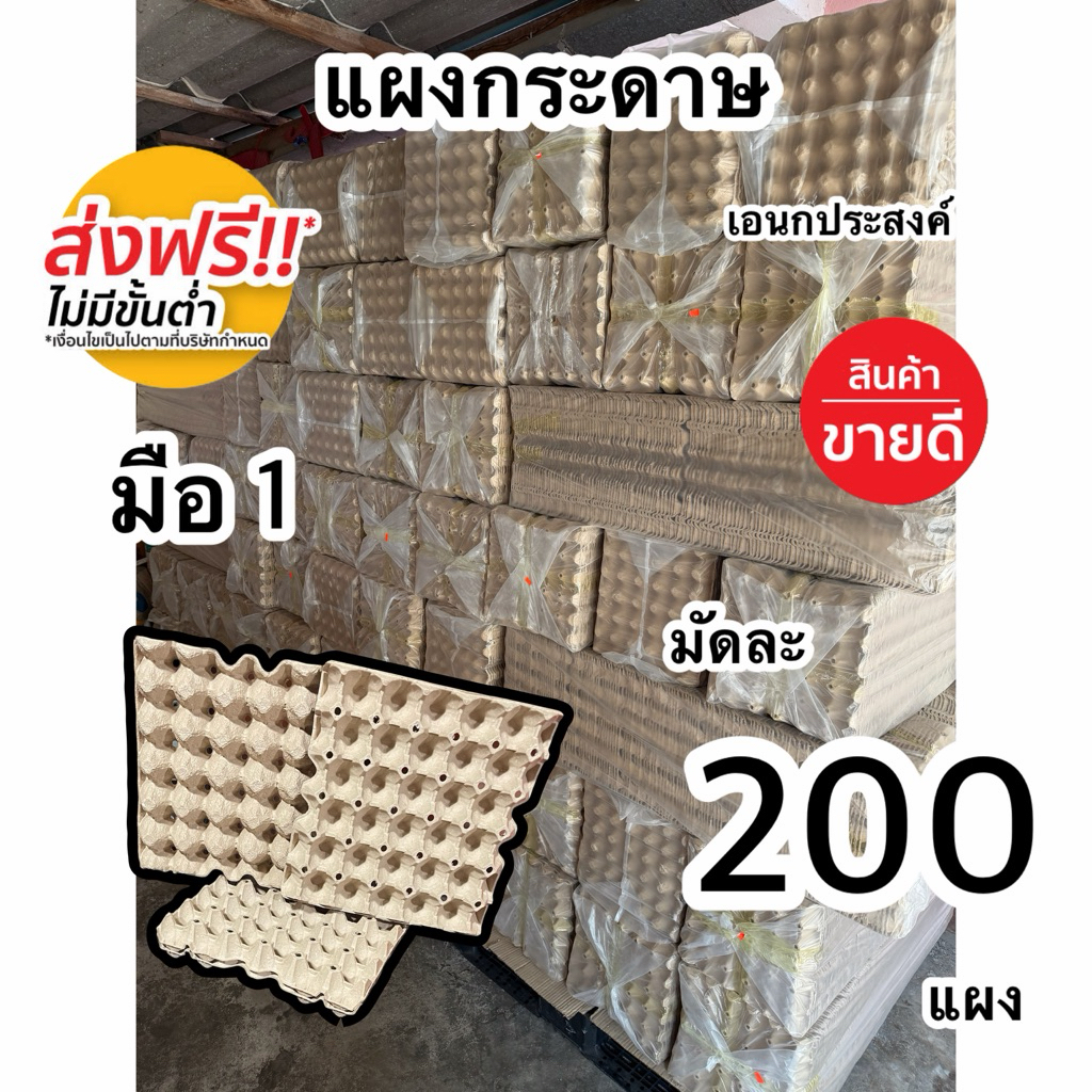 แผงไข่กระดาษ มือ1 มัดละ200แผง ส่งฟรี