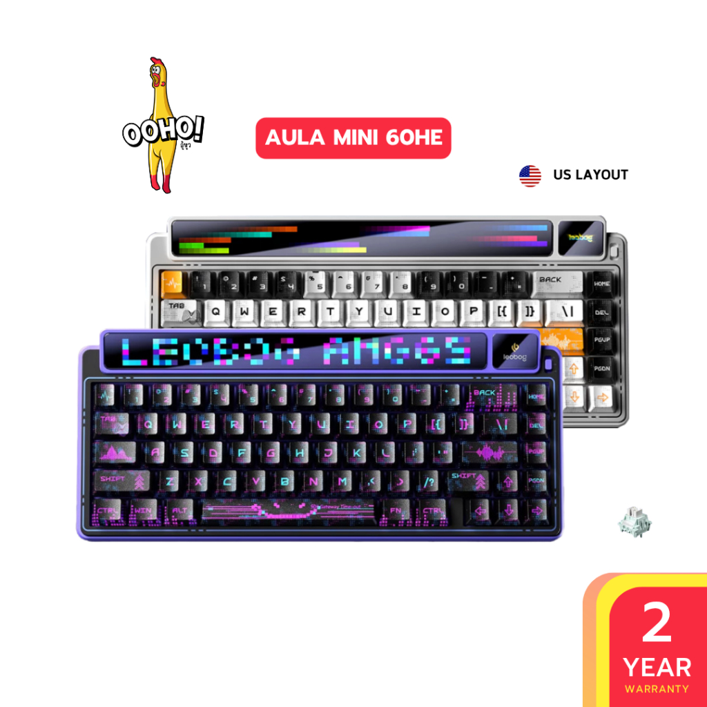 คีย์บอร์ดไร้สาย AULA x LEOBOG AMG65 Dual Display Gasket Mechanical Keyboard
